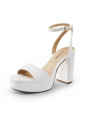 Dream Pairs White Platform Block Heel Sandals